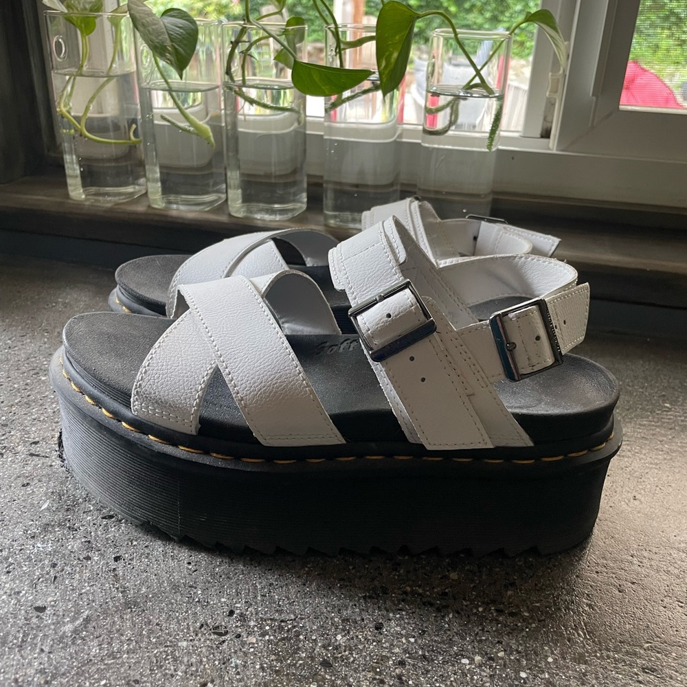 Dr. Martens Black and White Chunky Platform Sandals